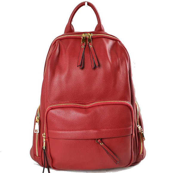 Classic leather backpack - red