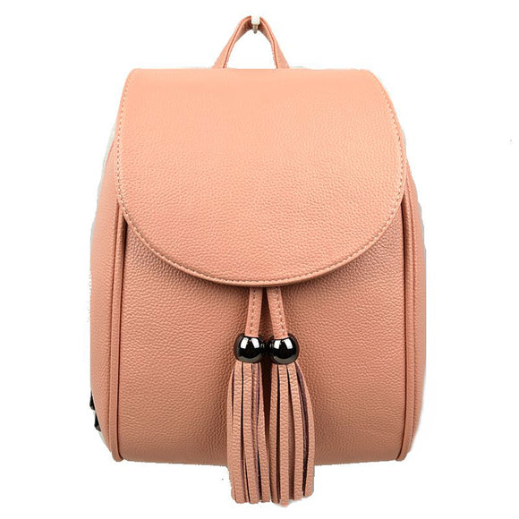 Fold over & tassel backpack - blush