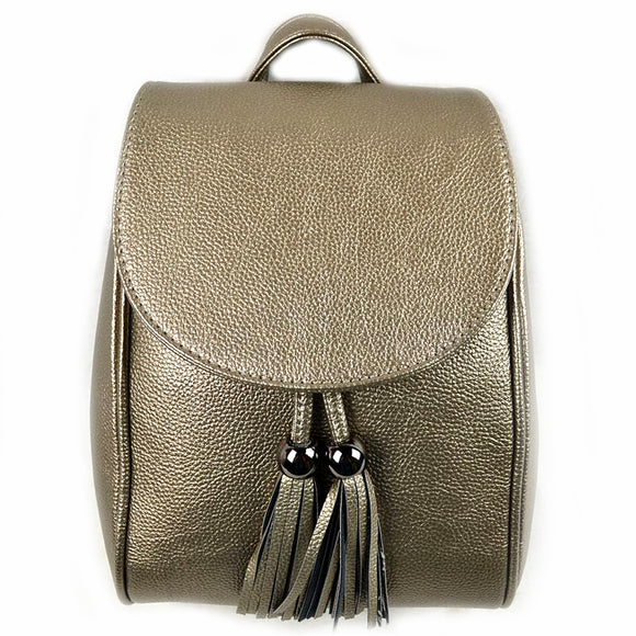 Fold over & tassel backpack - dark silver