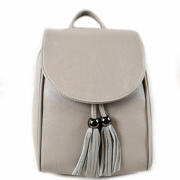 Fold over & tassel backpack - grey