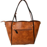 Tote with studded wallet - beige