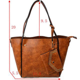 Tote with studded wallet - orange