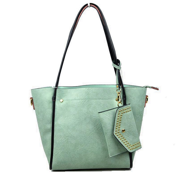 Tote with studded wallet - mint