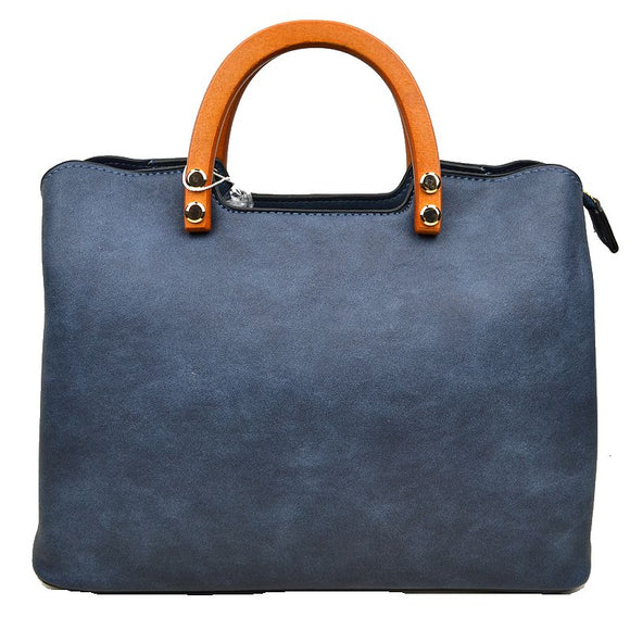 Classic hard handle tote - navy blue