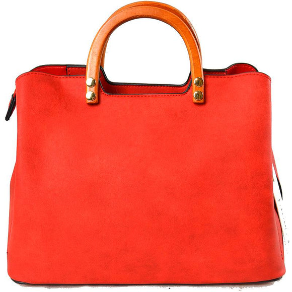 Classic hard handle tote - red
