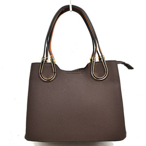 Horse shoe detail & textured tote - coffee