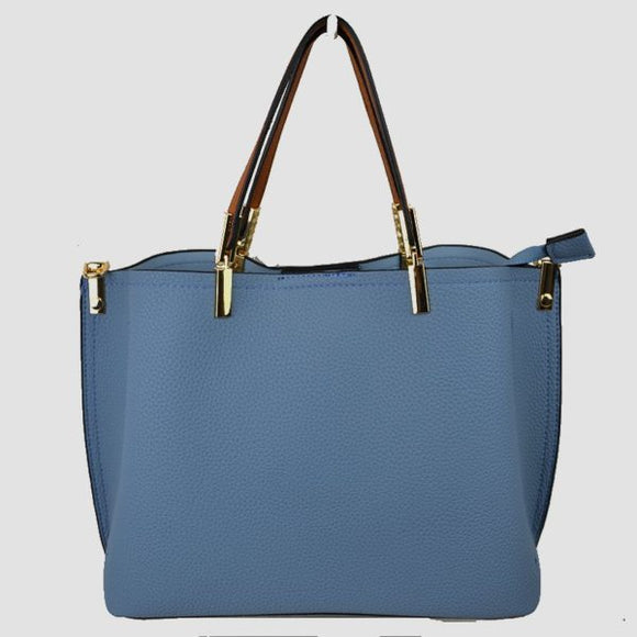 Textured tote - blue