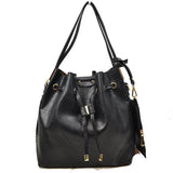 Drawstring bucket bag with pouch - black