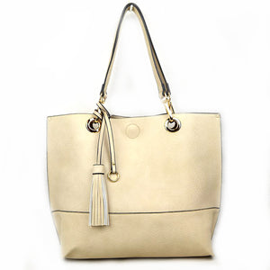 Tassel tote with pouch - off white