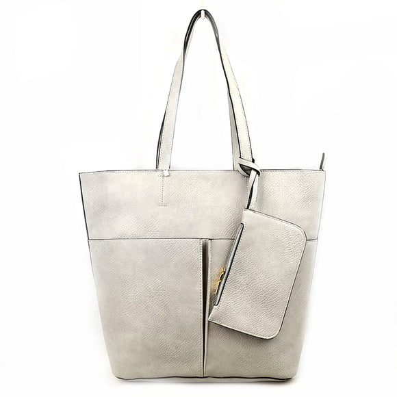 3-in-1 front pocket tote - grey