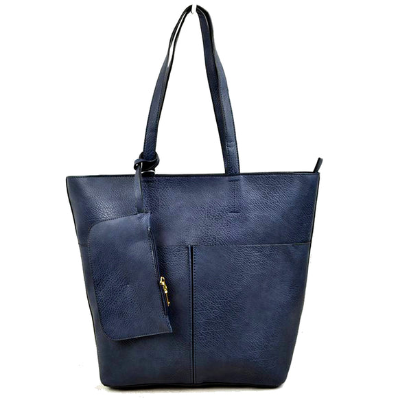 3-in-1 front pocket tote - navy blue