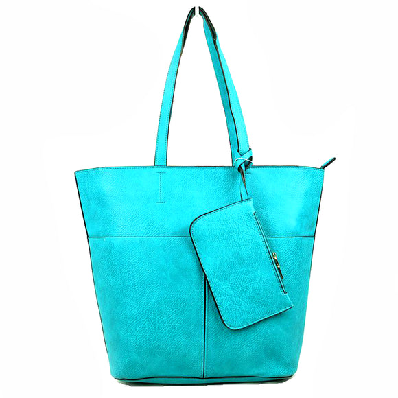 3-in-1 front pocket tote - turquoise