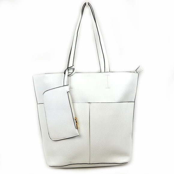 3-in-1 front pocket tote - white