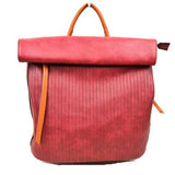 Laser cut leather backpack - red