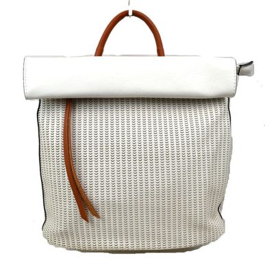 Laser cut leather backpack - white