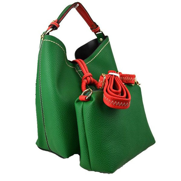 2 in 1 single handle hobo bad with stitch - green