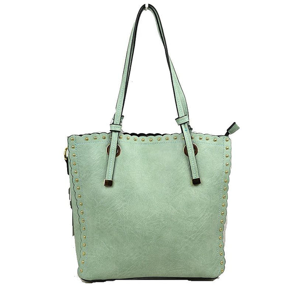 Studded long handle tote - mint