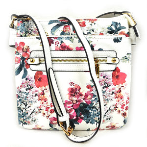 Floral print crossbody bag - white