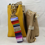 Studded single handle hobo and crossbody bag - beige yellow