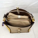 Studded single handle hobo and crossbody bag - taupe brown