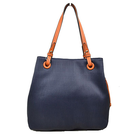 Textured tote - navy blue