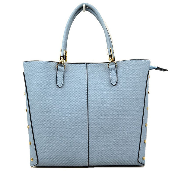 Textured & side sutd tote - blue