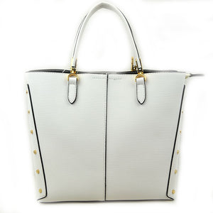 Textured & side sutd tote - white