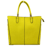Textured & side sutd tote - yellow