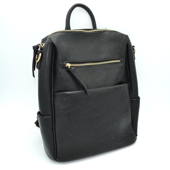 Classic leather backpack - black
