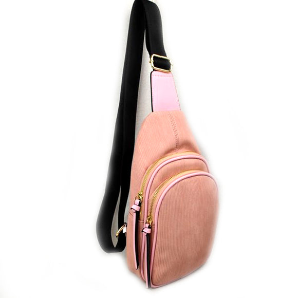 Double zipper sling bag - blush