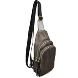 Double zipper sling bag - dark silver