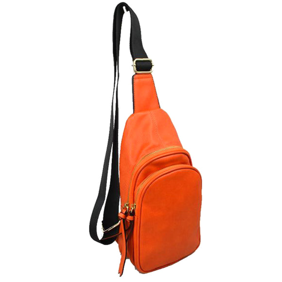 Double zipper sling bag - orange