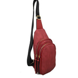 Double zipper sling bag - red