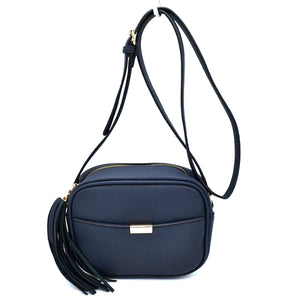 Crossbody bag with tassel - navy blue