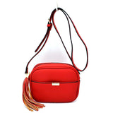 Crossbody bag with tassel - red