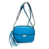 Crossbody bag with tassel - turquoise