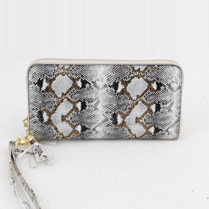 Snake skin embossed wallet - golden