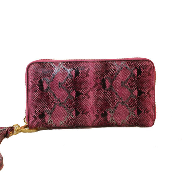 Snake skin embossed wallet - pink