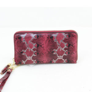 Snake skin embossed wallet - red