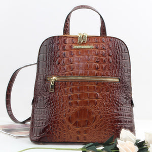 "I ♡ fashion" crocodile embossed backpack - brown
