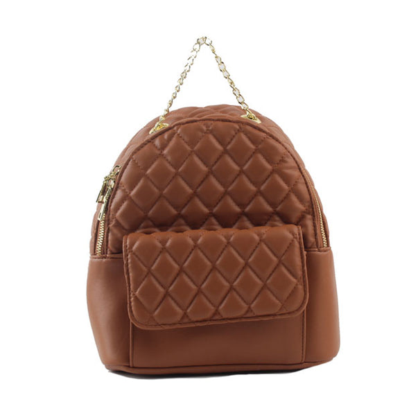 Diamond quilted backpack - brown
