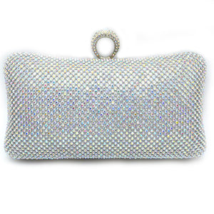 Rhinestone clutch evening bag - silver/multi