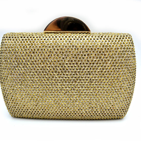 Studded square clutch - gold
