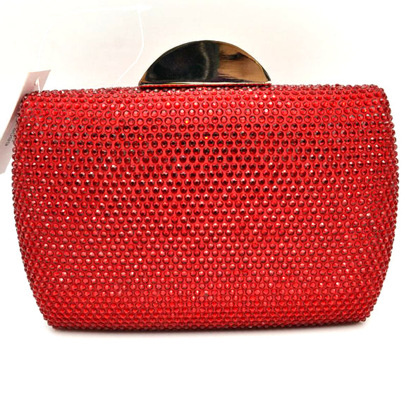 Studded square clutch - red