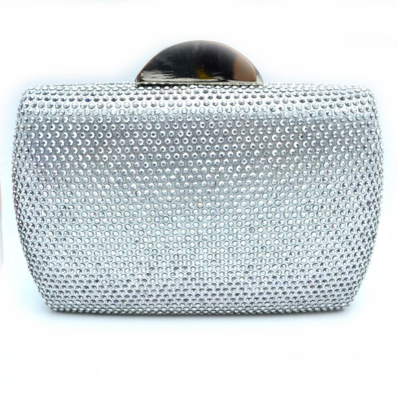 Studded square clutch - silver