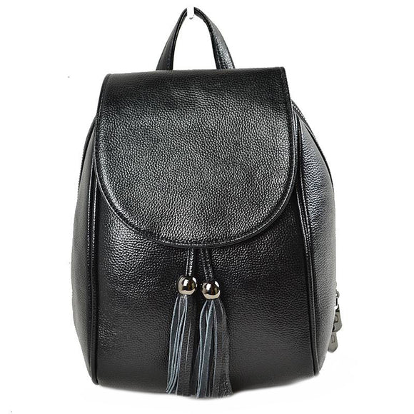 Fold over & tassel backpack - black