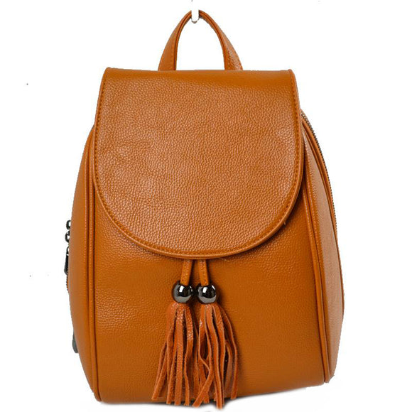 Fold over & tassel backpack - brown