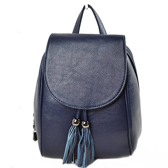 Fold over & tassel backpack - navy blue