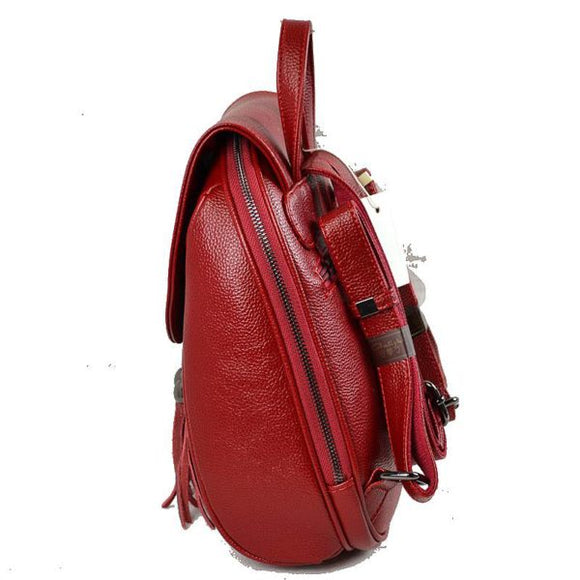 Fold over & tassel backpack - red