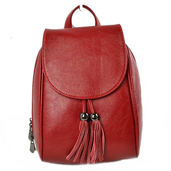 Fold over & tassel backpack - red